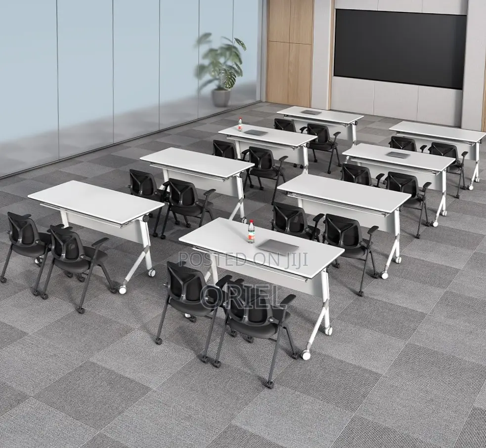 Office Chair : Foldable Training Table With Pedestals