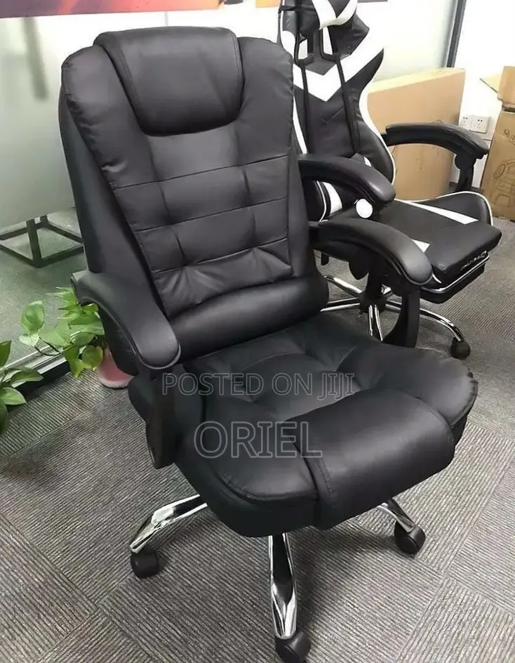 Office Chair : Adjustable High-Back Leather Executive Office Chair