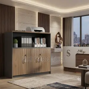 Office Cabinet; Two Lockable Doors Wooden Credenza