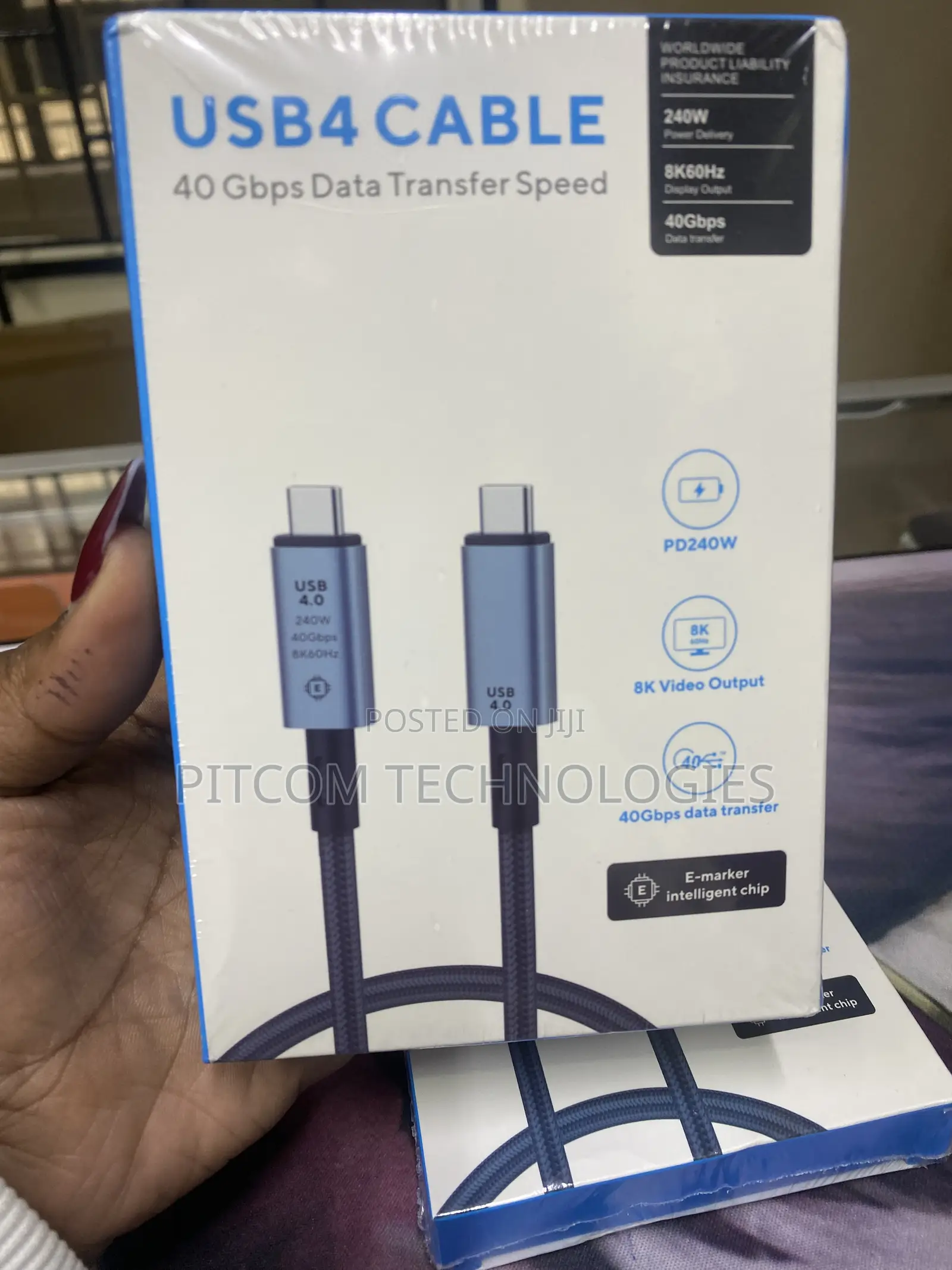 USB4 Type-C to Type-C Cable – 40Gbps, 240W PD, Display