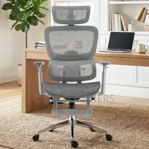 White High Back Study Chair With Footrest