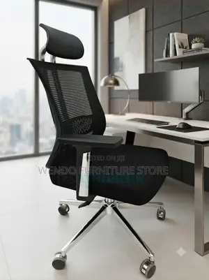 Office Chairs; Orthopedic Fabric Office Chair With Metallic Backrest