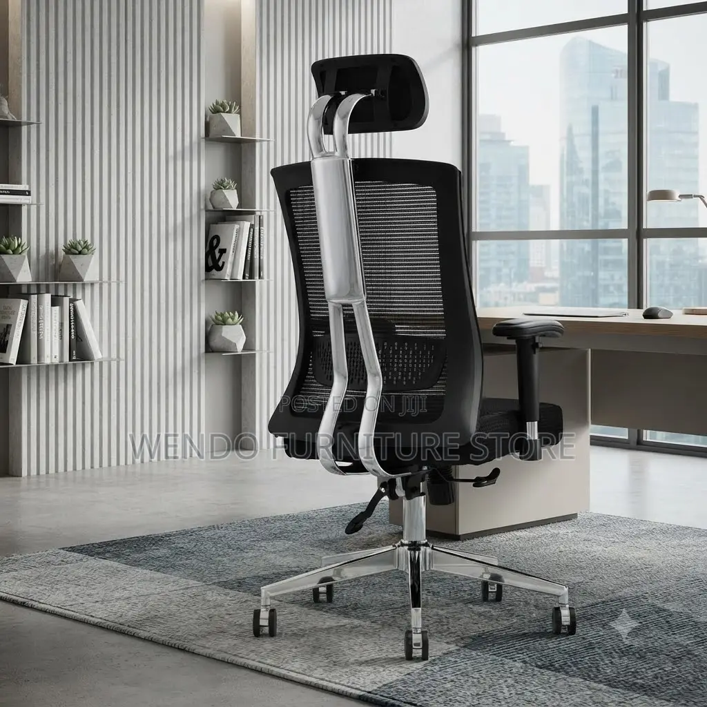 Office Chairs; Orthopedic Fabric Office Chair With Metallic Backrest