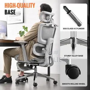 White High Back Study Chair With Footrest