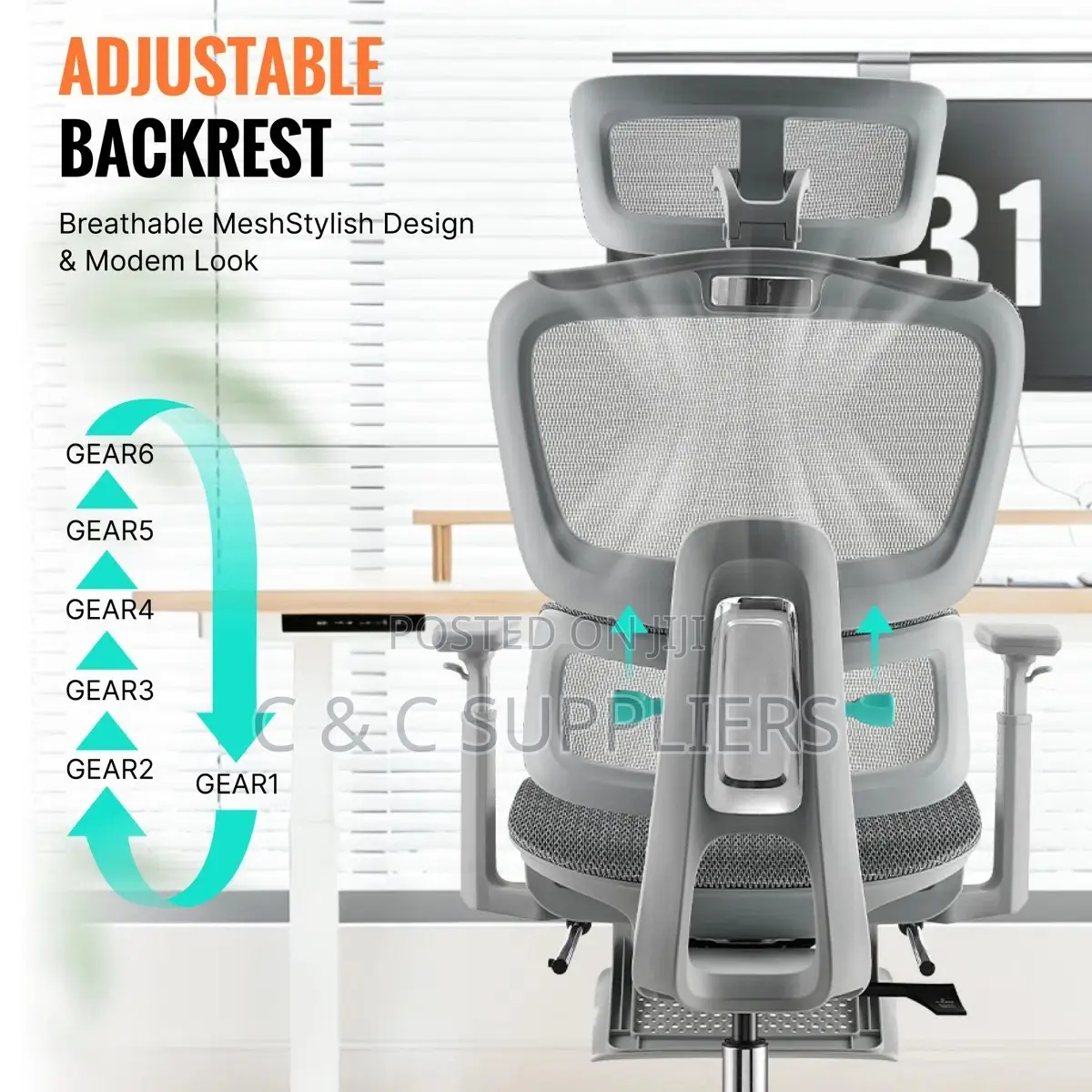 White High Back Study Chair With Footrest