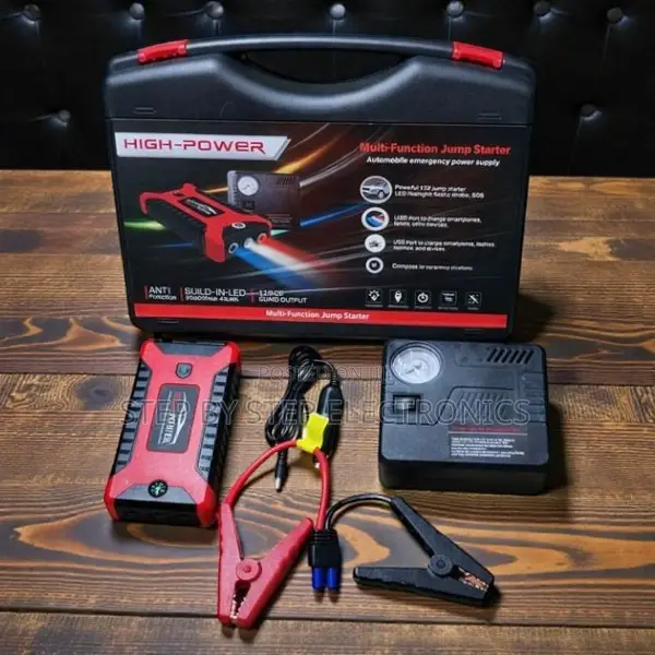 High Power 12V 99800mAh Emergency Car Jump Starter With Air Compressor