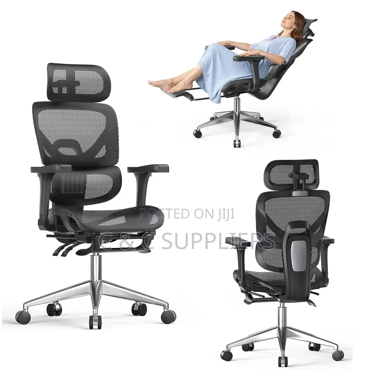 Office High Back Orthopedic Chair With Footrest