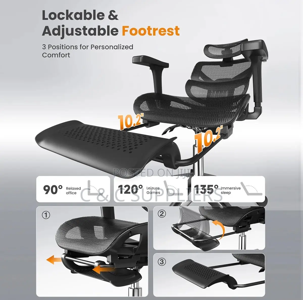 Office High Back Orthopedic Chair With Footrest