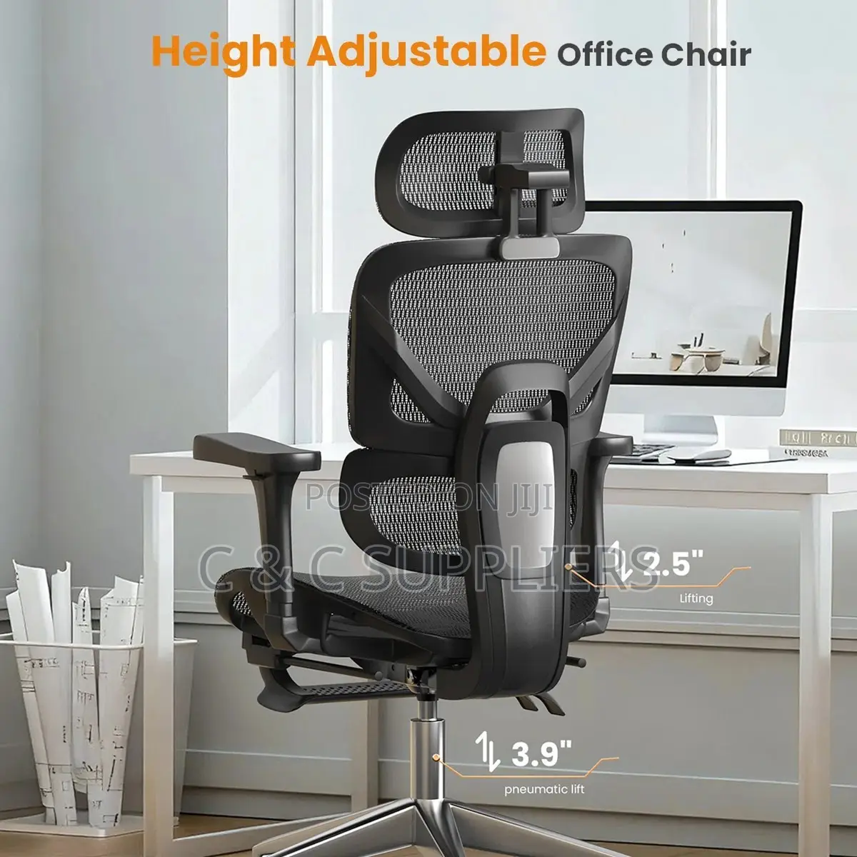 Office High Back Orthopedic Chair With Footrest