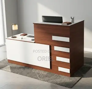 Reception Desk:1.8M Modern Customized Reception Desk With Storage Unit