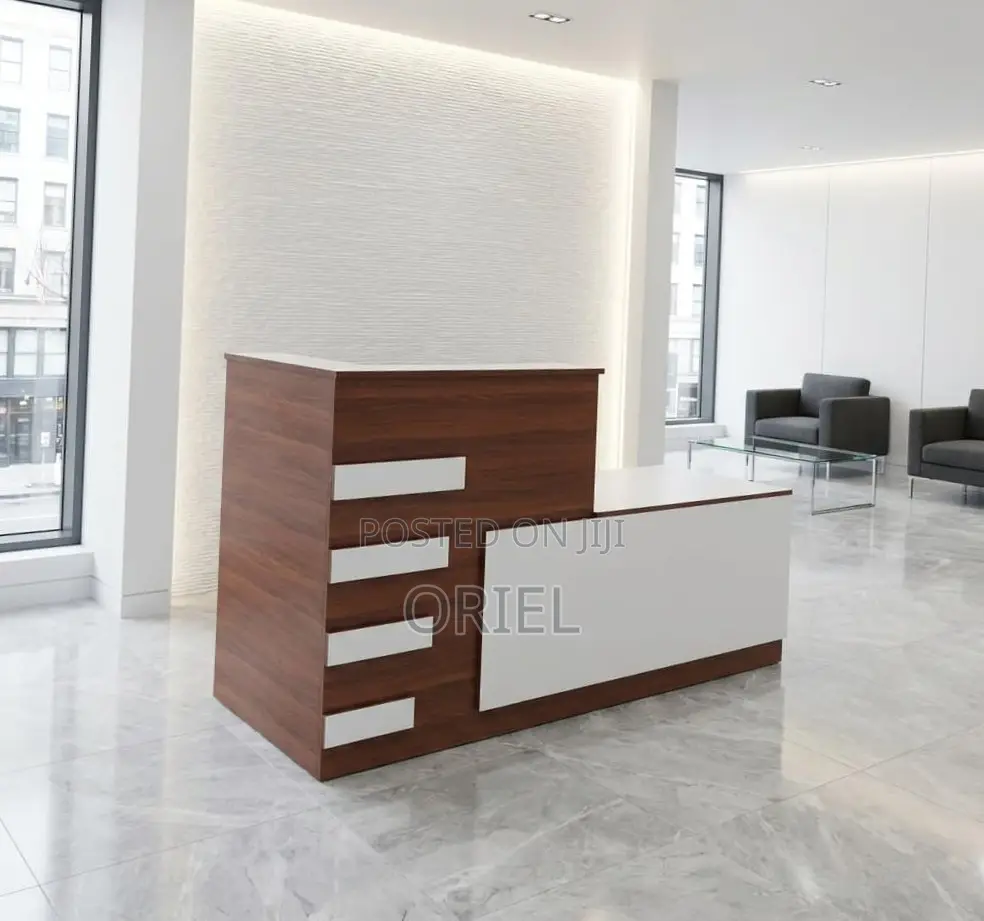 Reception Desk:1.8M Modern Customized Reception Desk With Storage Unit