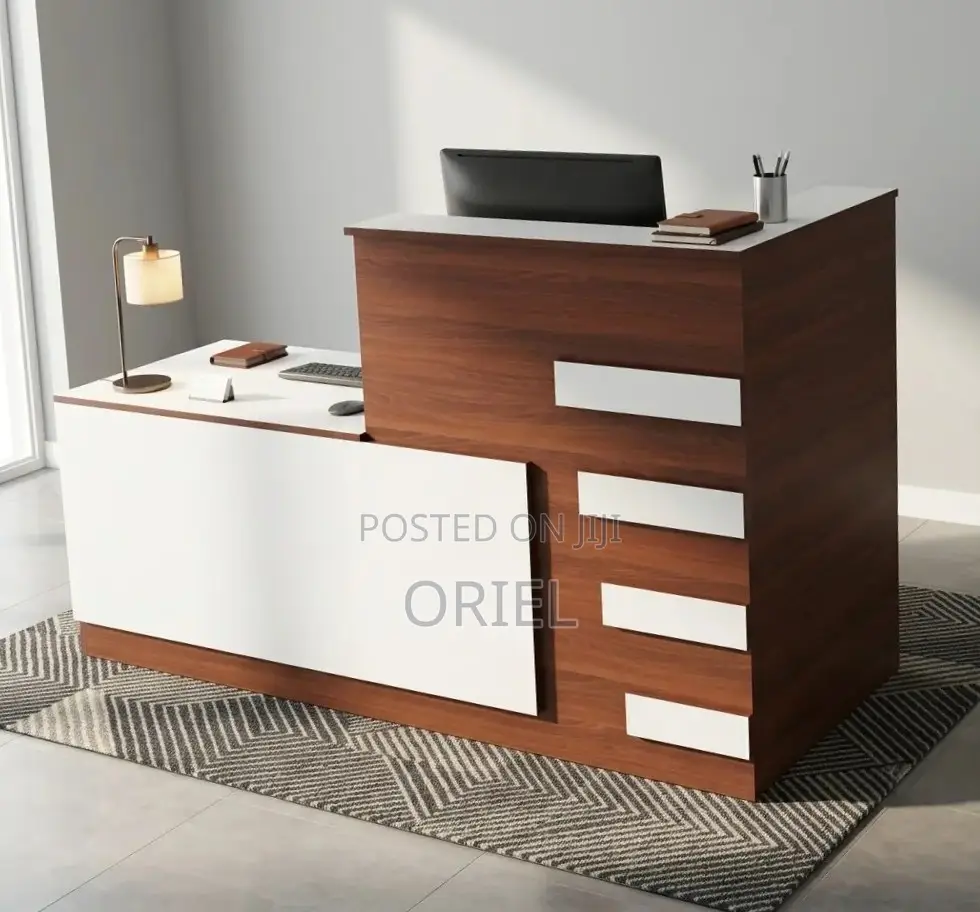 Reception Desk:1.8M Modern Customized Reception Desk With Storage Unit