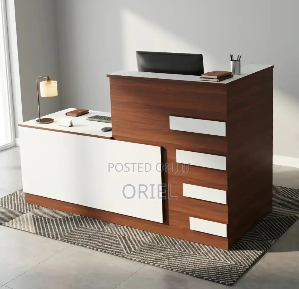 Reception Desk:1.8M Modern Customized Reception Desk With Storage Unit
