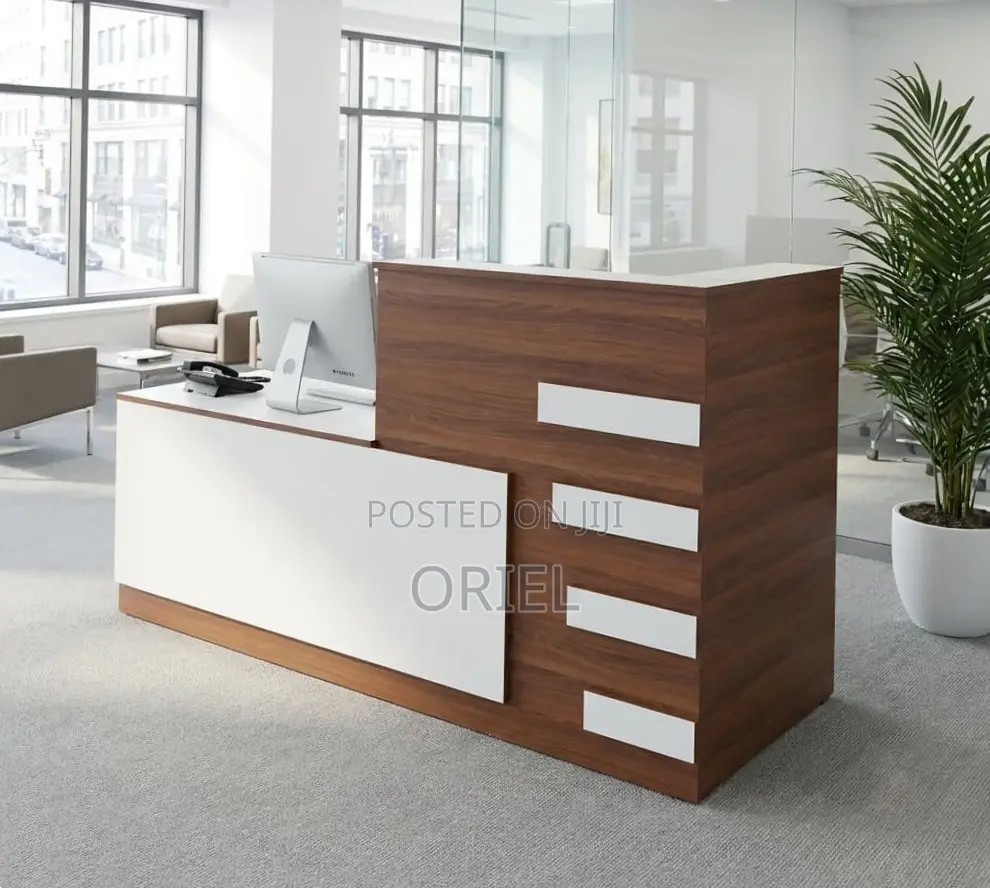 Reception Desk:1.8M Modern Customized Reception Desk With Storage Unit