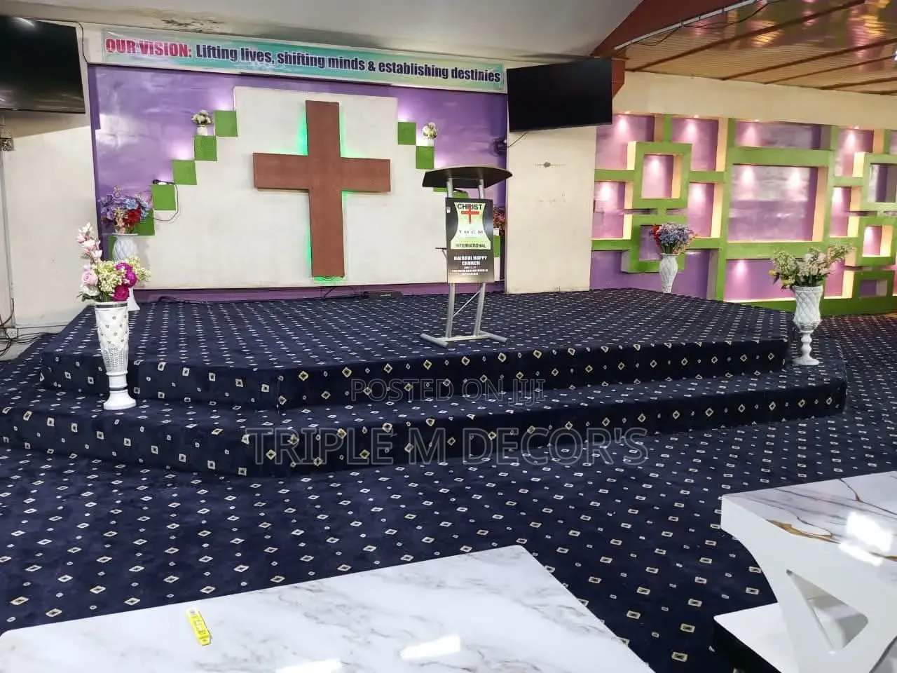 10mm Dotted Navy Blue VIP Carpet for Altars