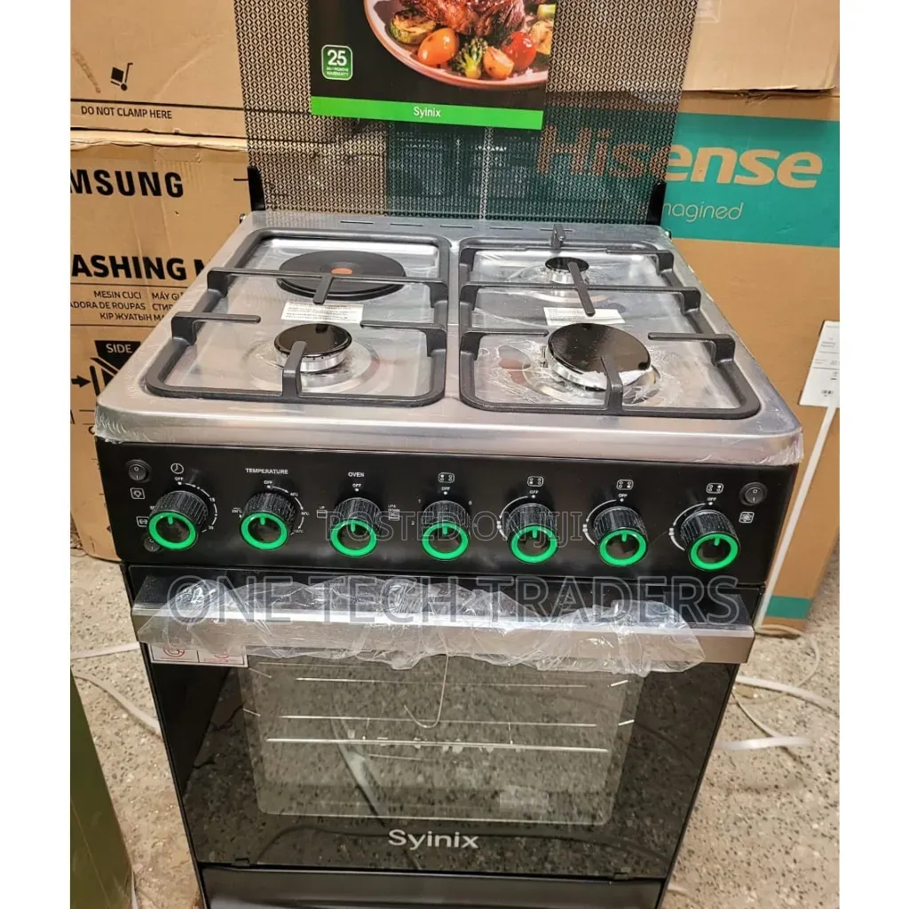 Standing Cooker Syinix 60 by 60 3+1 With Gas Sensor, Electric Oven