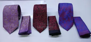 Maroon Floral Tie With Pocket Square