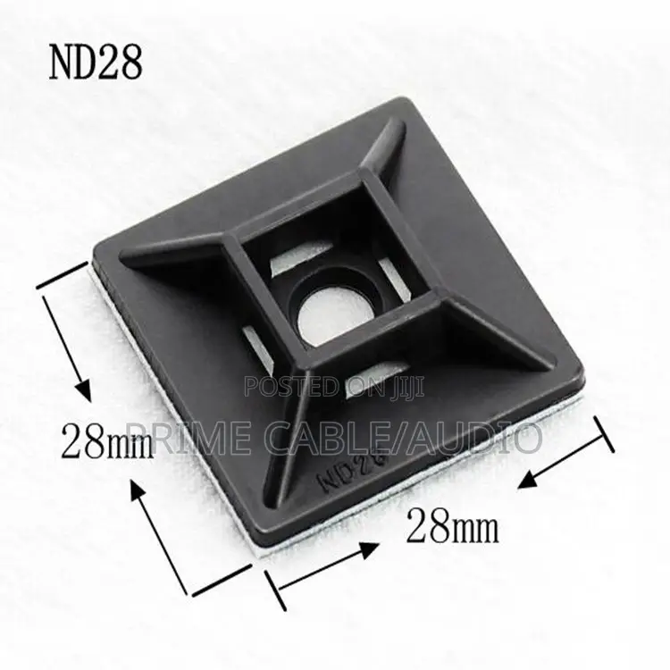 28x28mm Screw Mount Cable Tie Base | Cable Tie Saddle Mount (Black)