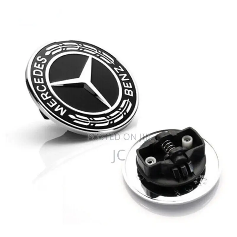 Mercedes-Benz Bonnet Emblem / Hood Badge – Black Silver (OEM Style)