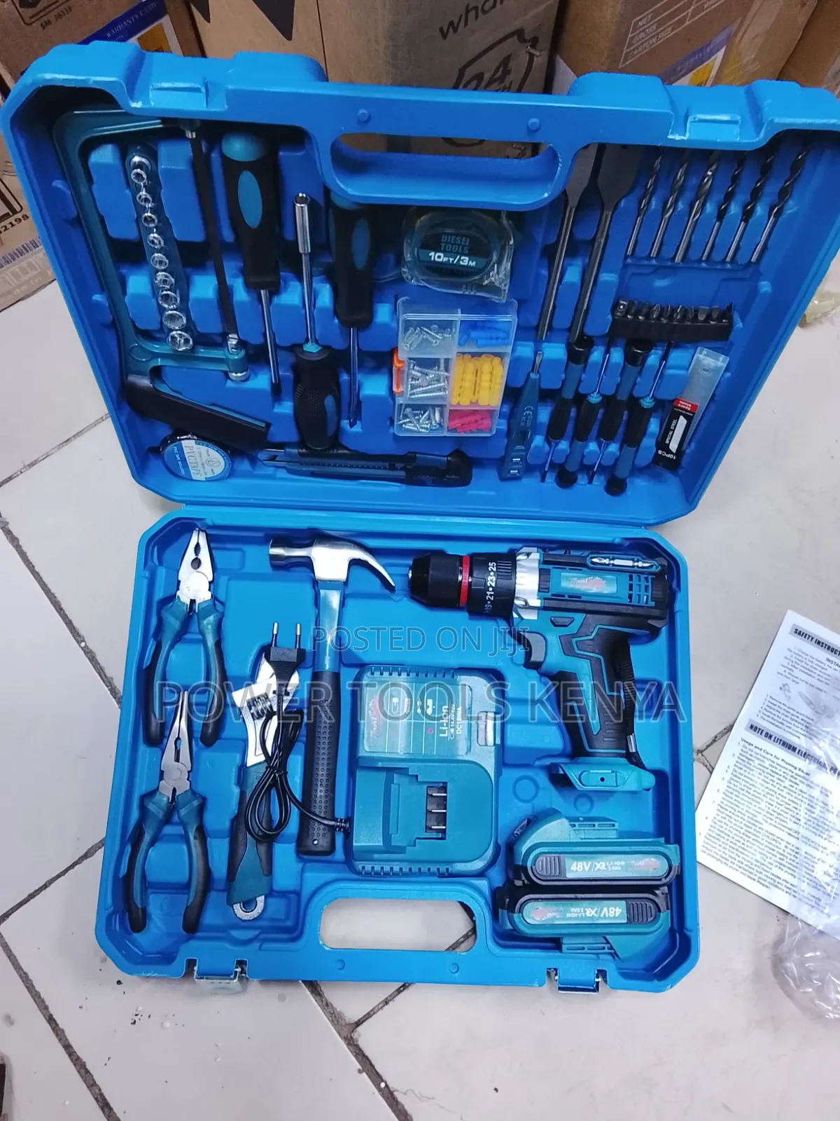 48V Cordless Drill Home Repair Tool Kit (Complete Set)