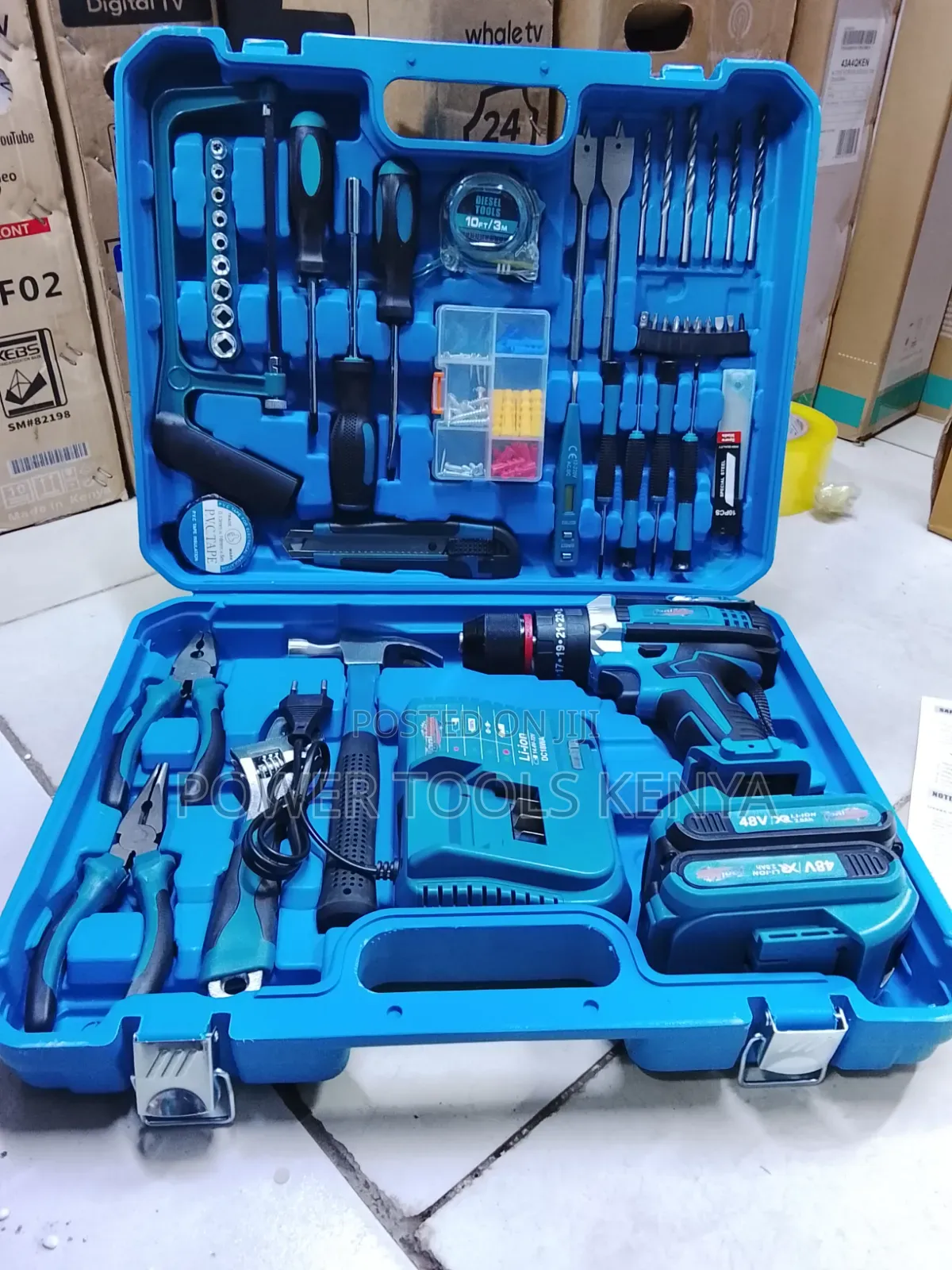 48V Cordless Drill Home Repair Tool Kit (Complete Set)