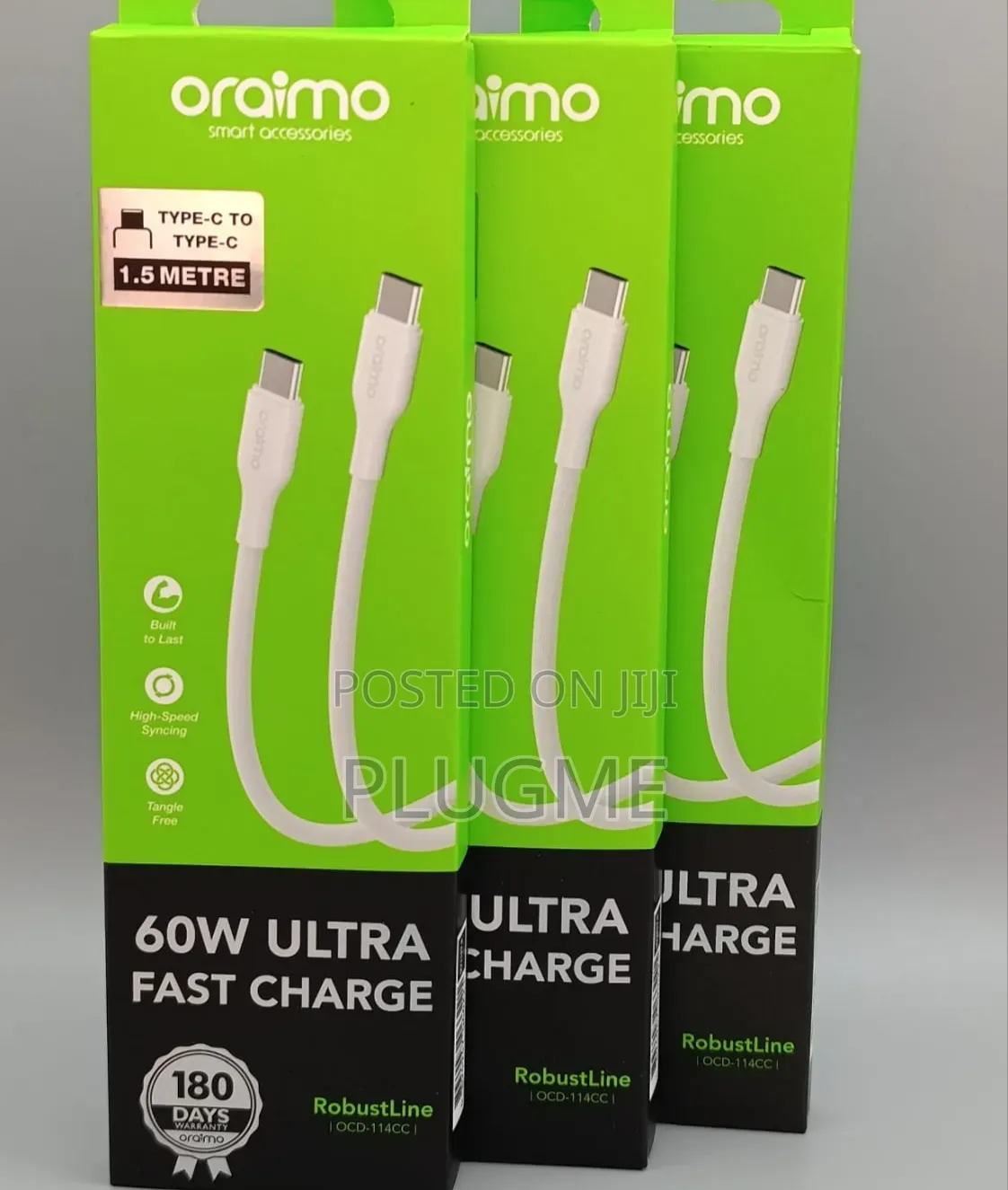 Original Oraimo 60W C to C 1.5 M Robustline OCD-114CC Cable