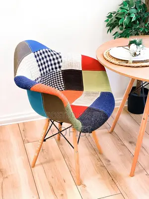 Dining Chair; Patchwork Eames Padded Waiting Chair