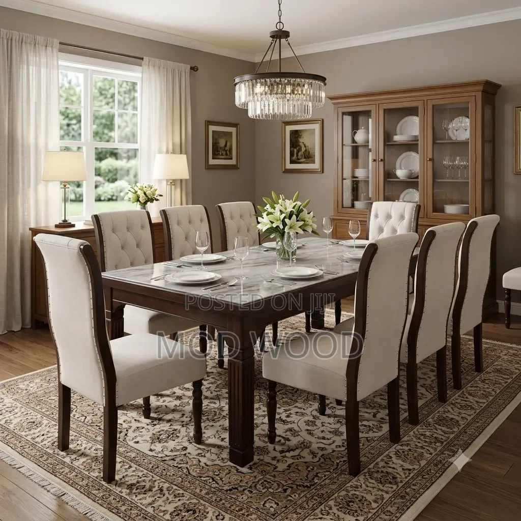 Luxury Tufted Eight-Seater Dining Set
