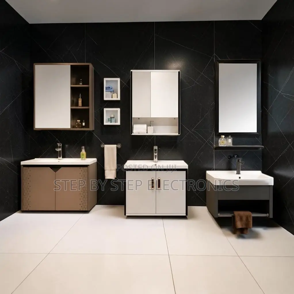 Floating Bathroom Vanity Cabinet With Decorative Mirror Storage