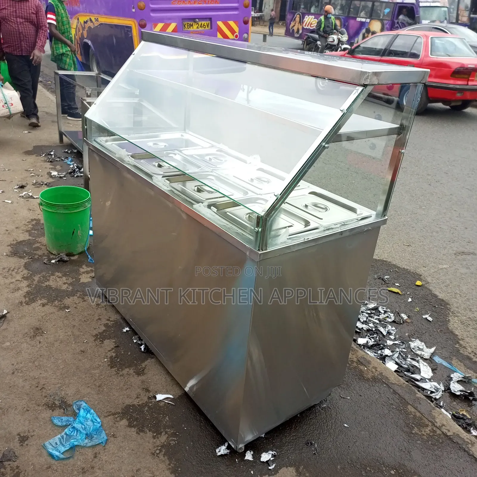 4-Partition Stainless Steel Electric Food Warmer With Canopy
