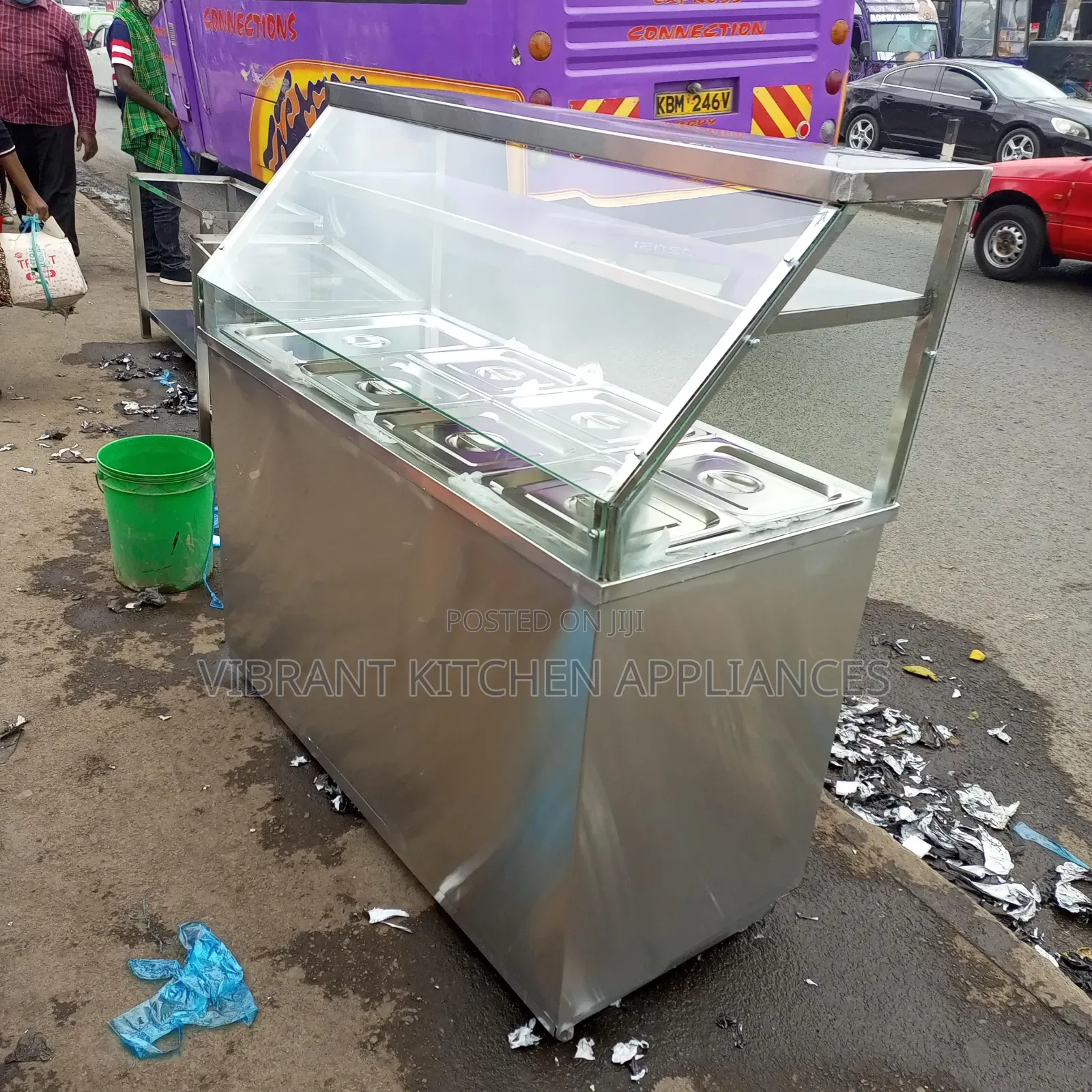 4-Partition Stainless Steel Electric Food Warmer With Canopy