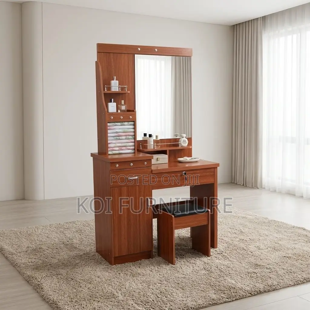 Dressers; Brown Vanity Set With Elegance Drawers