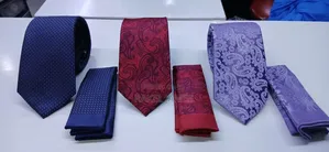 Blue Polkadot Tie With Pocket Square