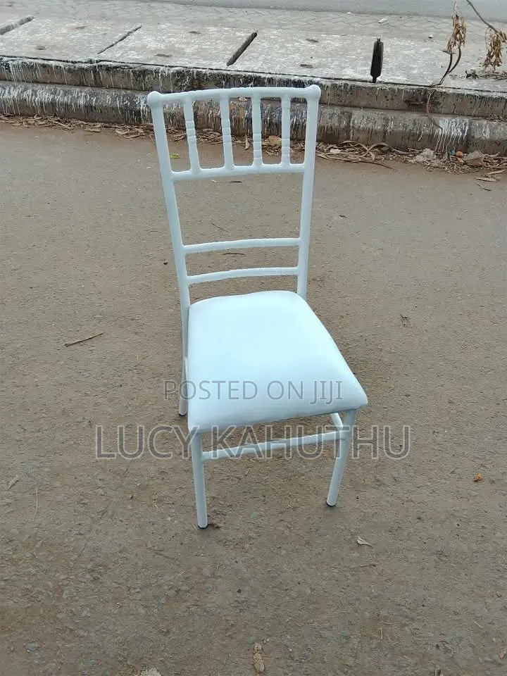 Whie Power Coated Event Chairs With Pattern Frame