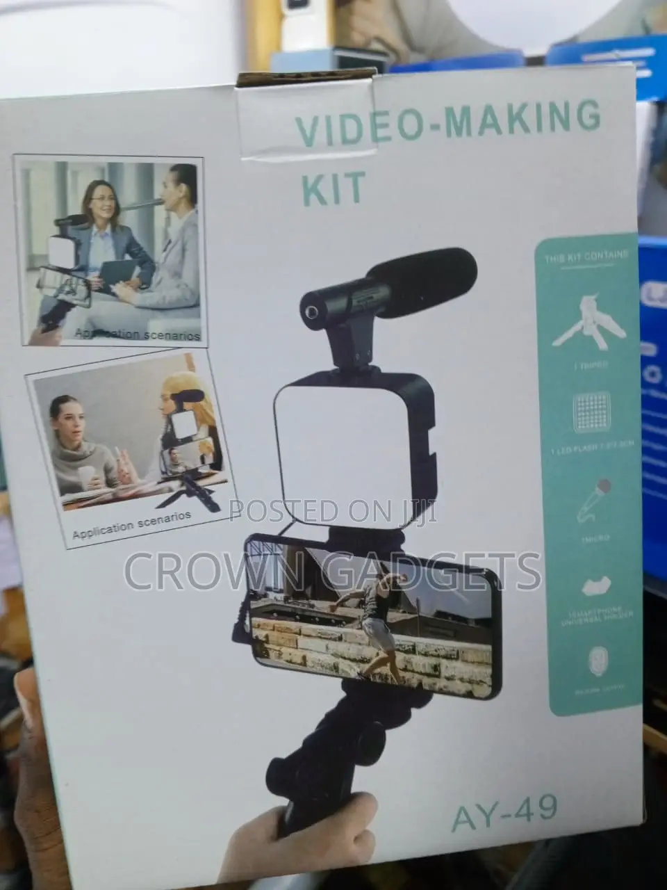 AY-49 Smartphone Vlogging Kit With Microphone Tripod