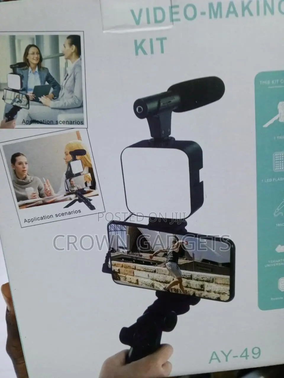 AY-49 Content Creator Kit With LED Light Phone Holder
