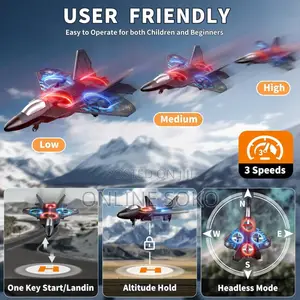 Auto Hover, 360° Remote Control Fighter Jet Airplane Drone for Kids