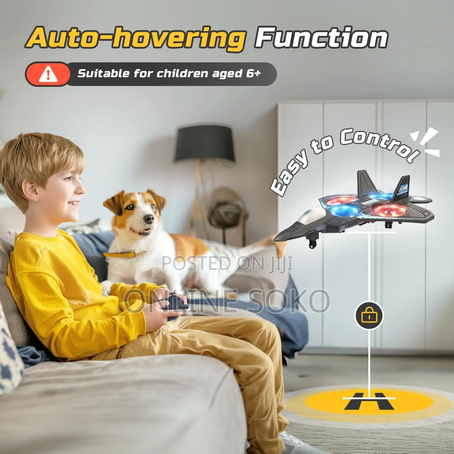 Auto Hover, 360° Remote Control Fighter Jet Airplane Drone for Kids