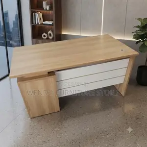 Office Desk; 1400mm White - Brown Offices Desk