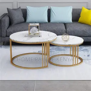 Coffee Table; Contemporary Gold Frame Coffee Table Set