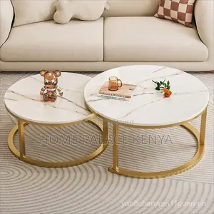 Coffee Table; Contemporary Gold Frame Coffee Table Set