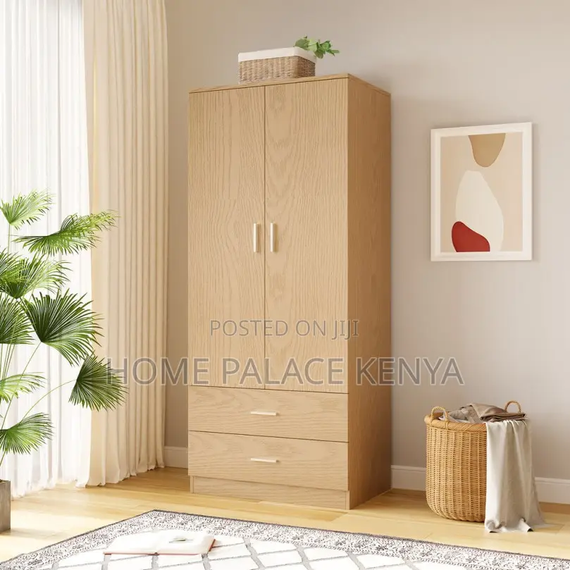 Bedroom Wardrobe; Spacious Wooden Clothes Wardrobe With Hanging Rail