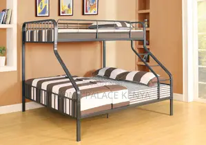 Kids Bed; Modern Metal Bunk Bed With Wide Bottom