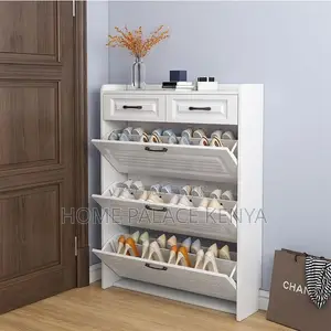 Shoe Rack; White Entryway Shoe Cabinet With Storage Drawers
