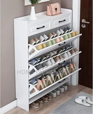 Shoe Rack; White Entryway Shoe Cabinet With Storage Drawers