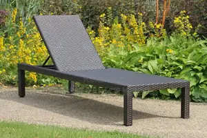 Outdoor Sun Bed; Modern Rattan Sun Lounger With Adjustable Backrest
