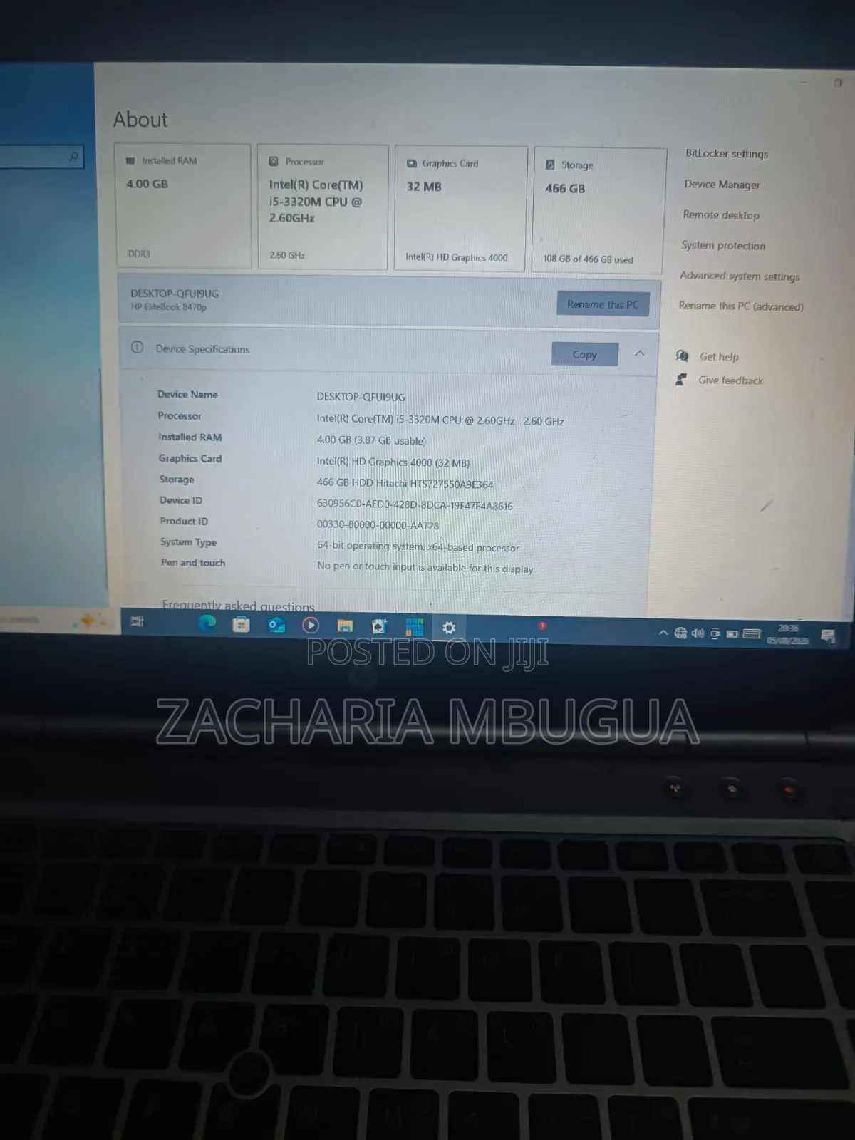 Laptop HP EliteBook 8470P 4GB Intel Core i5 HDD 500GB