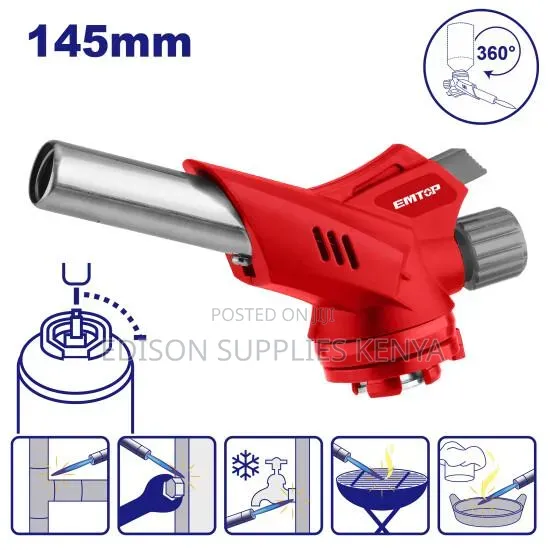 Emtop Flame Gun Top or Bottom Load Butane Gas Torch Welding Blow Piezo