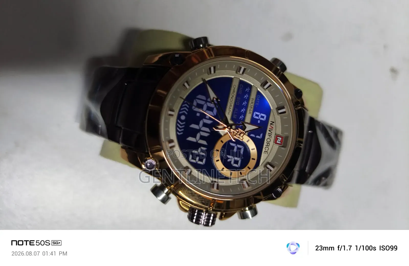 Original Naviforce 9163 Brown Gold Quartz Watch