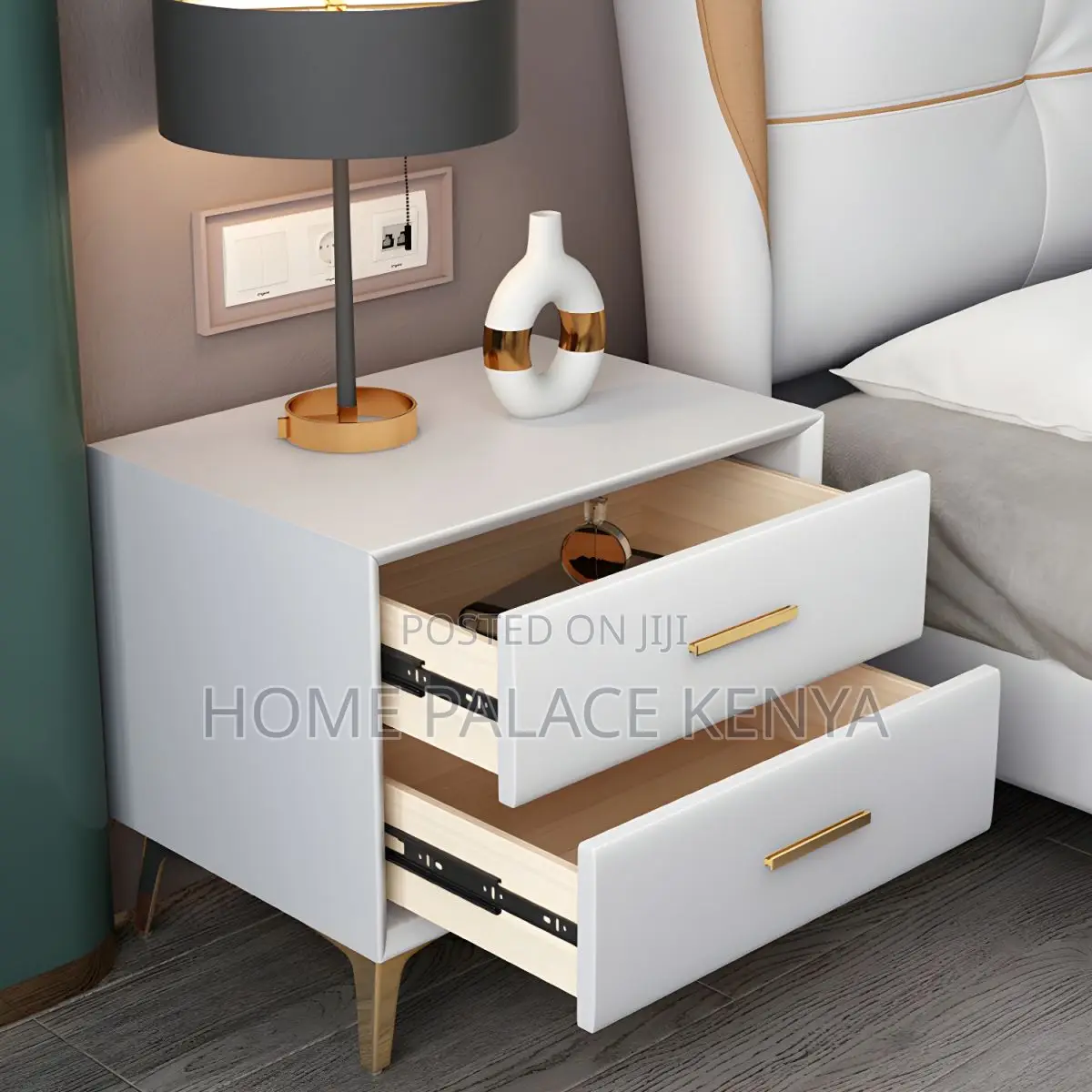 Bedside Cabinet; Industrial Style Wooden Cabinet With Metal Legs